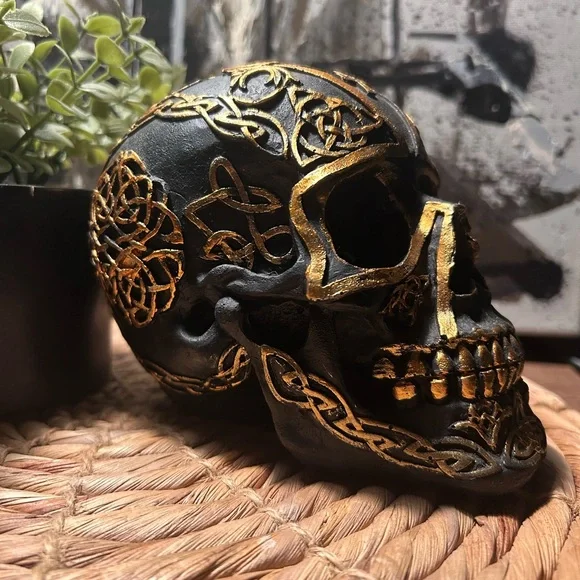 Decorative Black and Gold Skull Accent - Picture 5 of 9